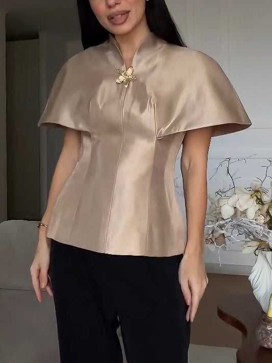 Exquisite High-waisted Satin Wide-leg Pants