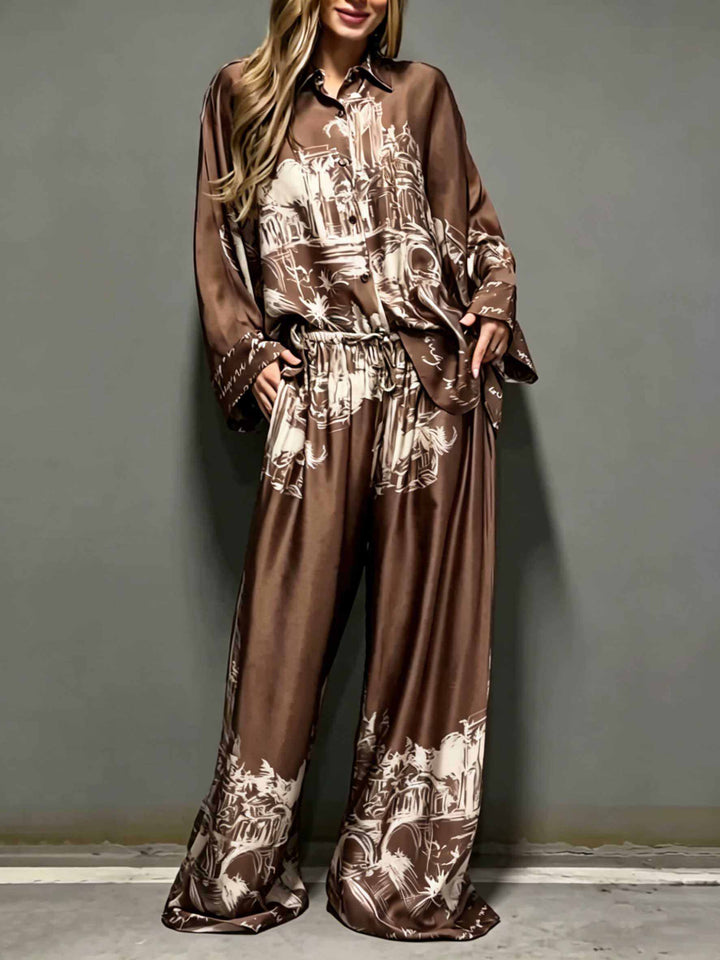 Architectural Print Satin Shirt