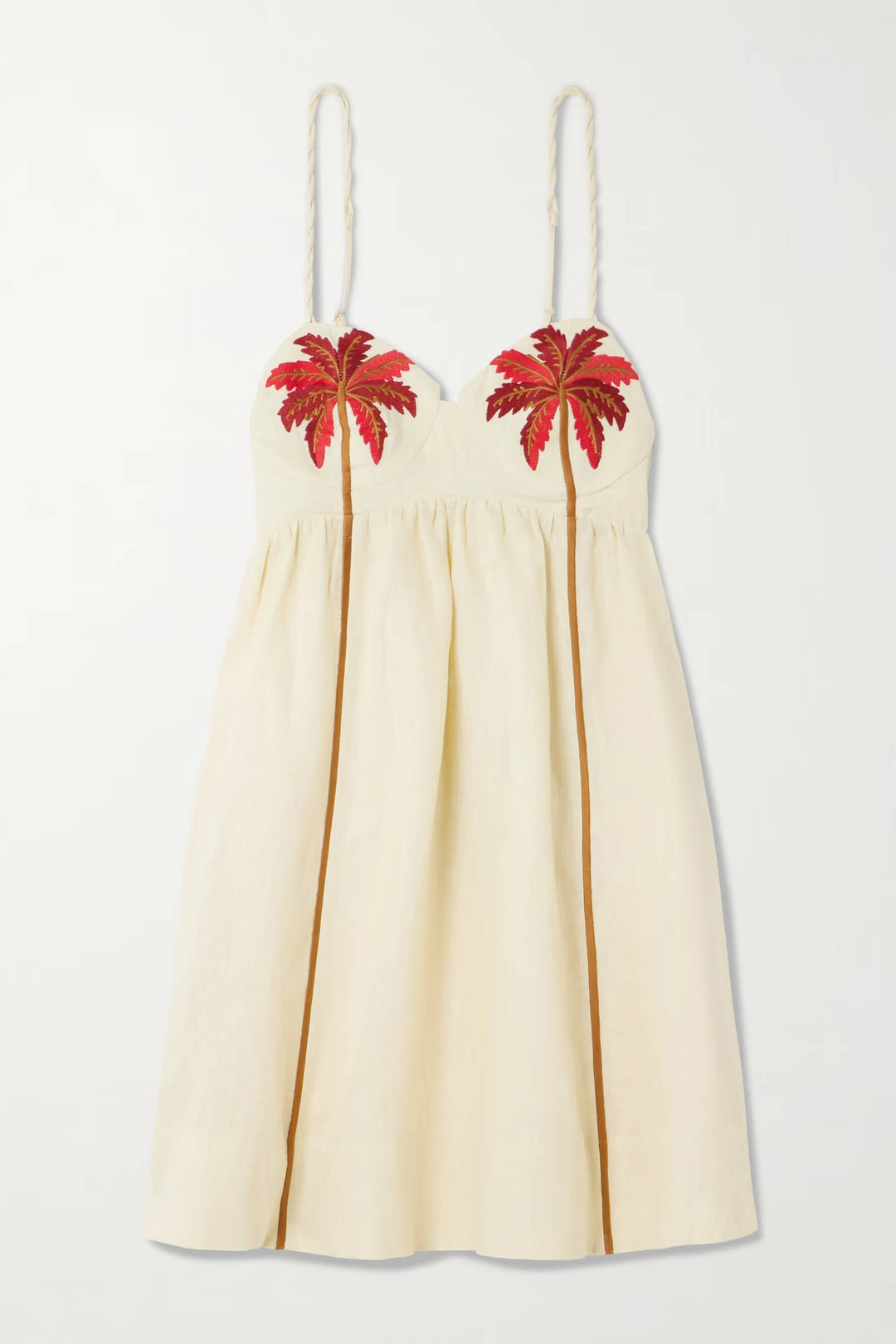Retro Unique Palm Tree Print Linen Mini Dress