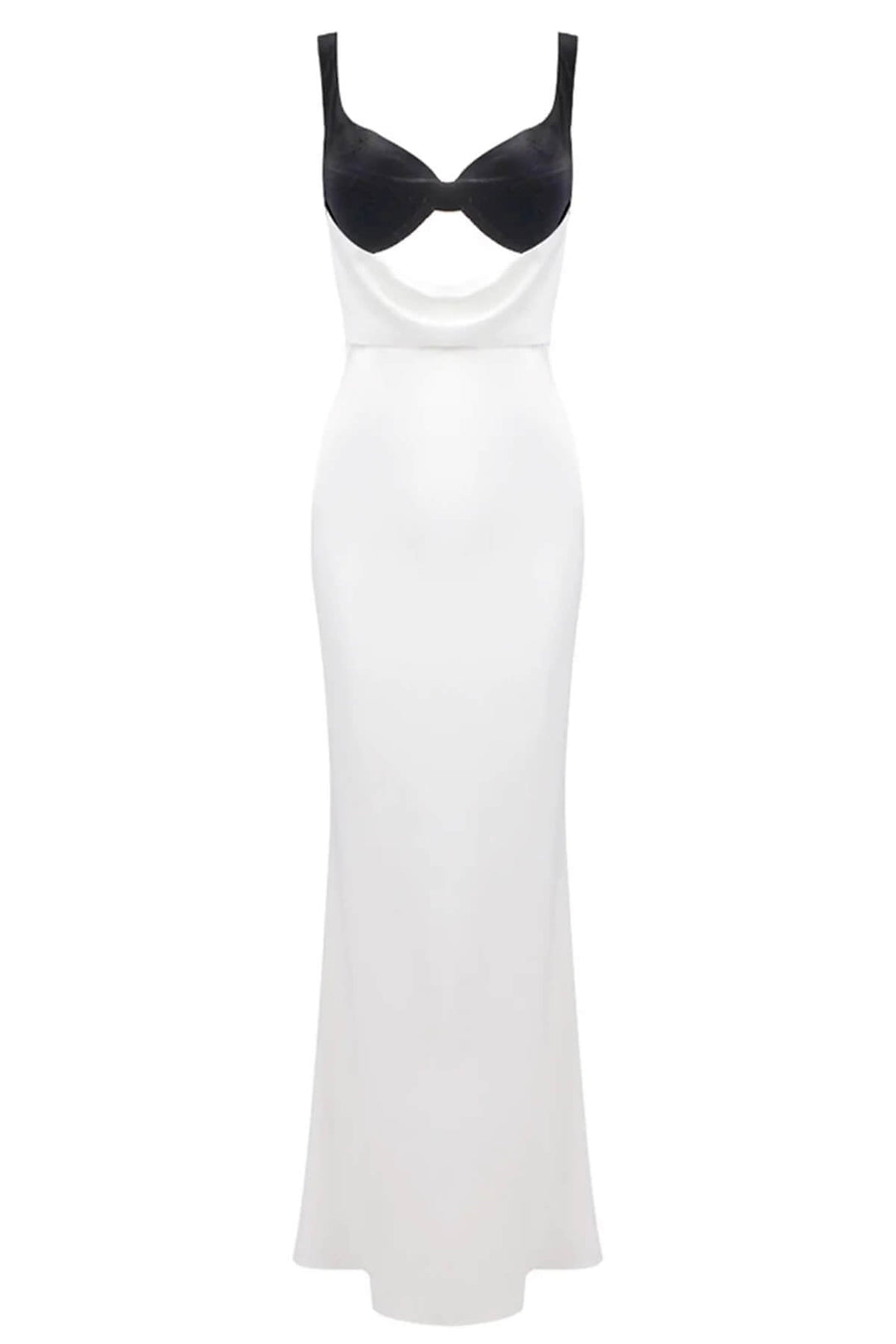 Elegant Colorblock Draped Bustier Maxi Dress