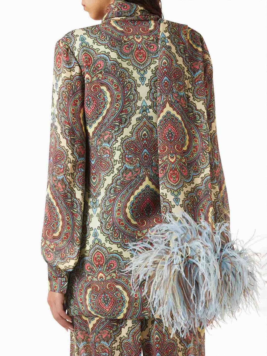 Retro Paisley Print Ruffled Hem Pants