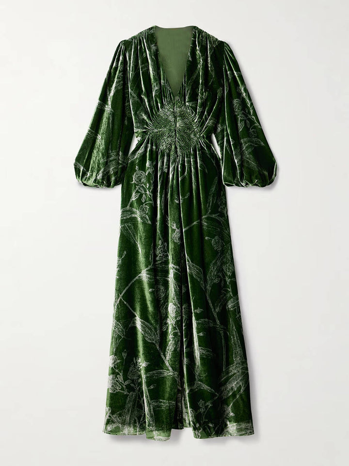 Elegant Printed Slit Maxi Dress
