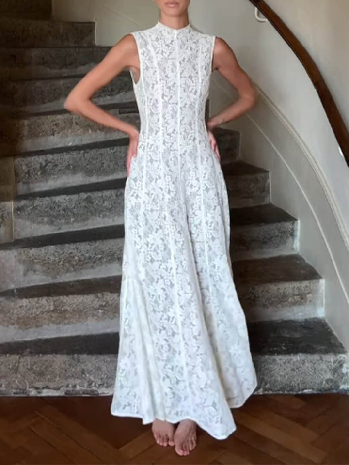Elegance Timeless Sleeveless Lace Bodycon Maxi Dress