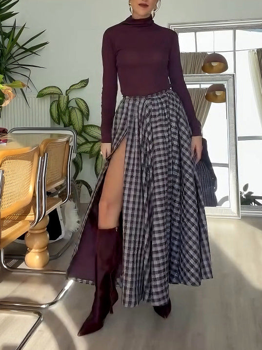 Elegant Slim-Fit Turtleneck Long-Sleeve Top