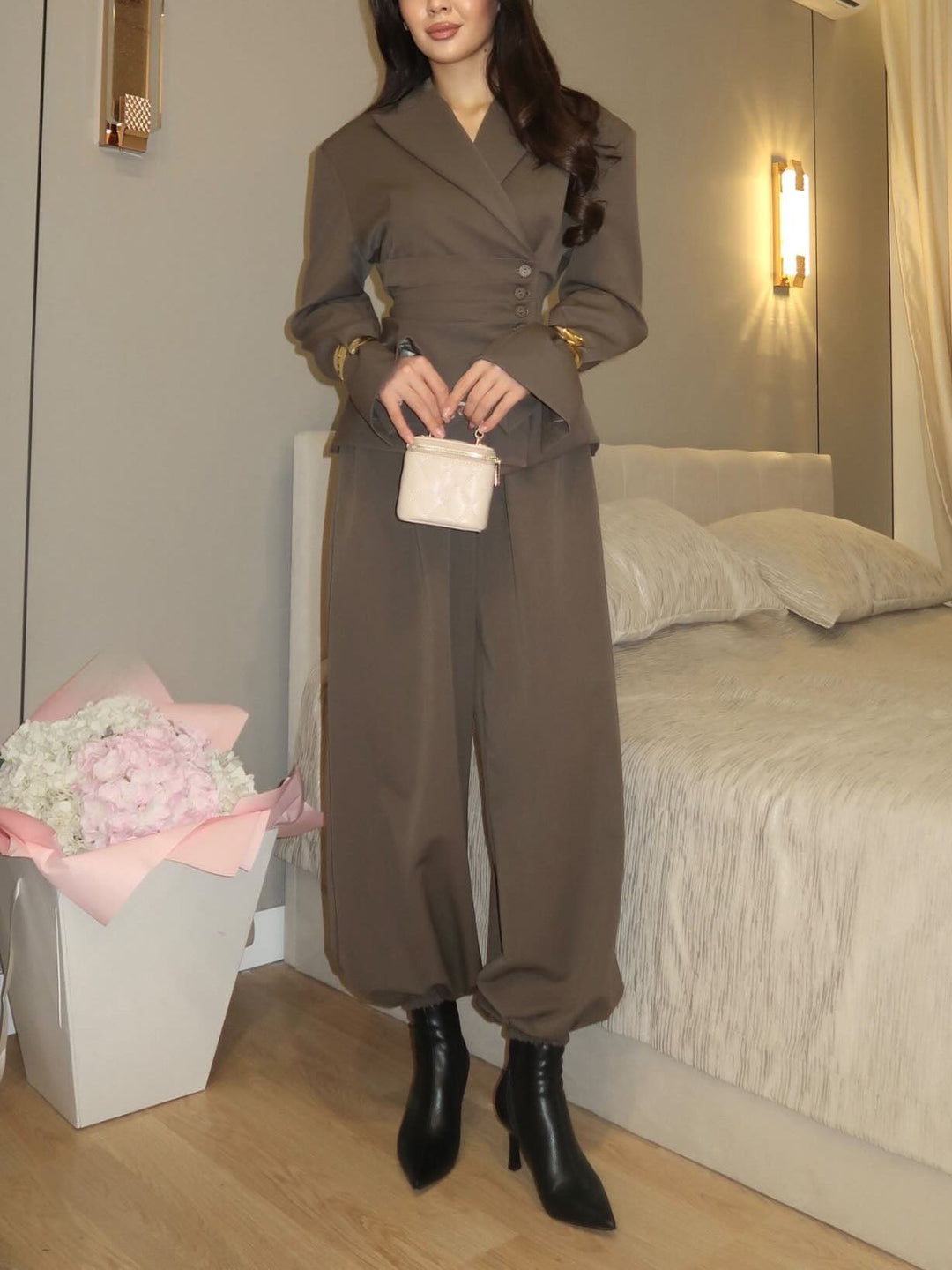 Elegant Asymmetrical Buttoned Blazer Top