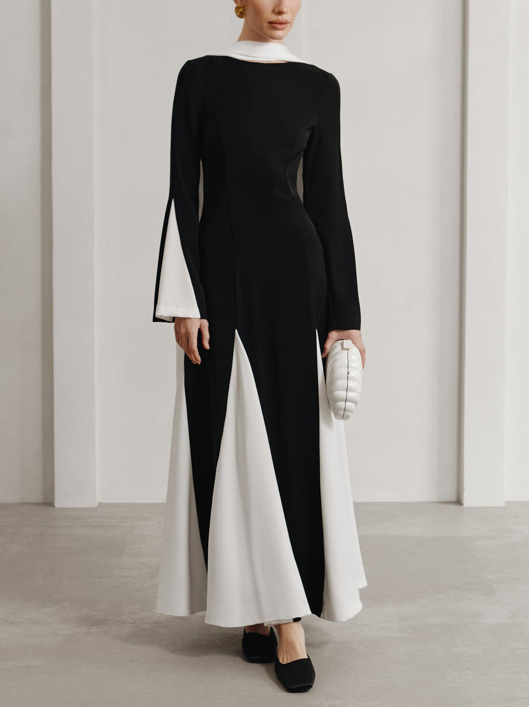 Elegant Insert Contrast Party Maxi Dress