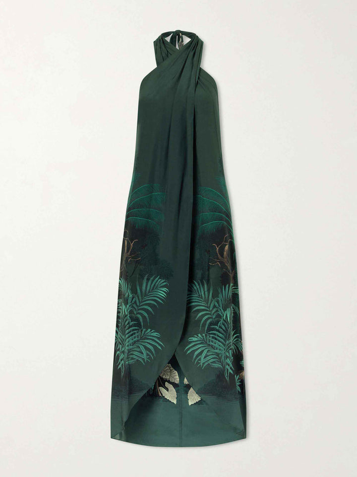 Tropical Palm Print Wide-Leg Pants Set
