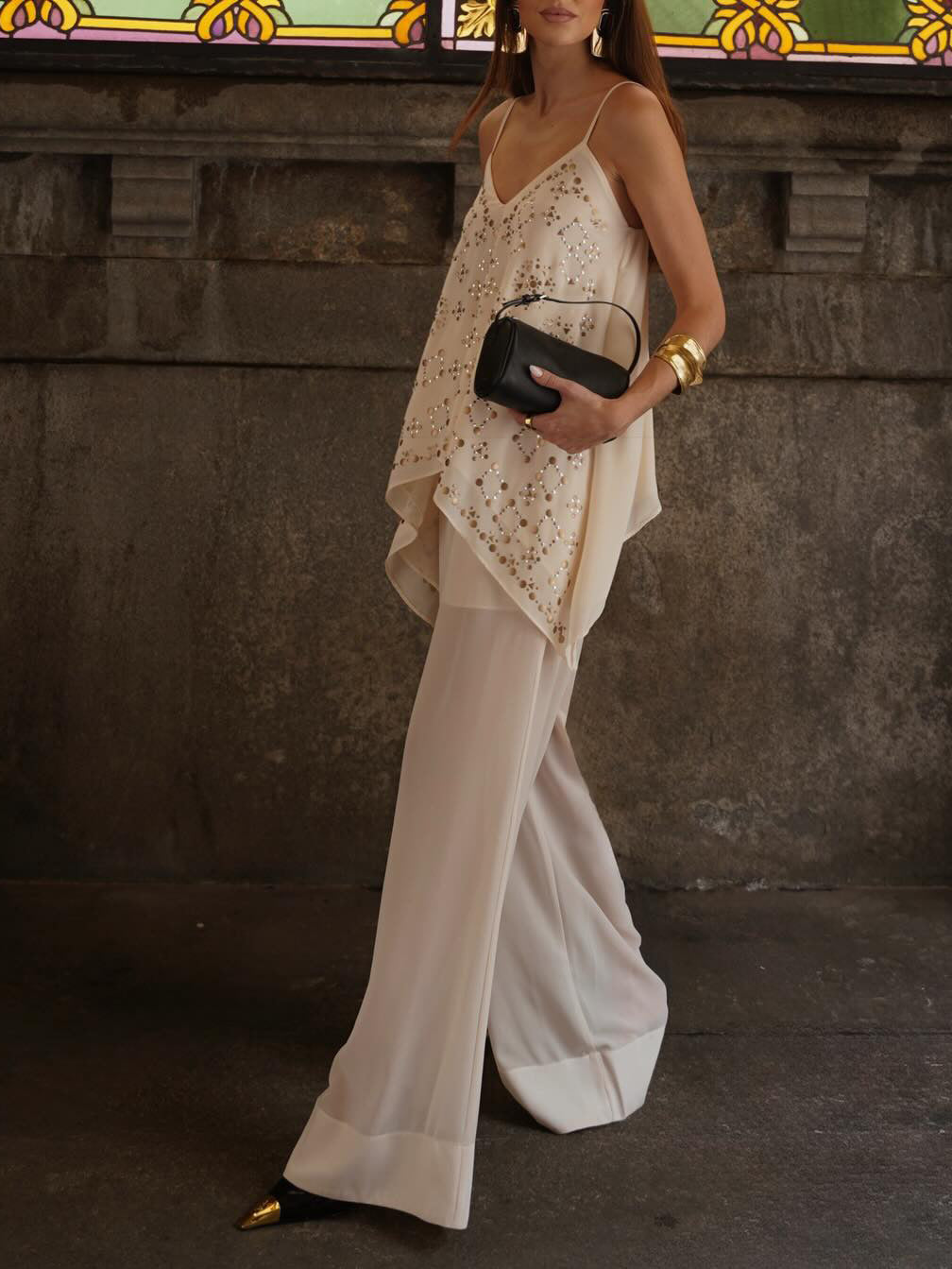 Elegant Vacation V-Neck Camisole Two-Piece Set