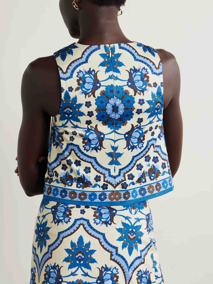 Unique Exquisite Floral Print Shorts Vest Two-piece Set