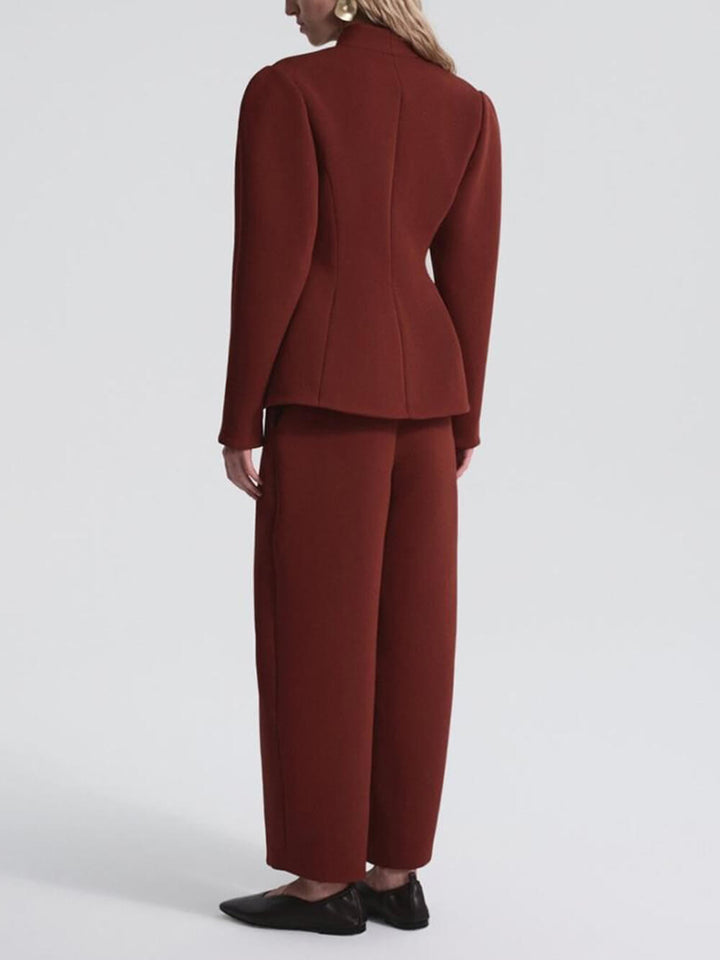 Exquisite Burgundy Peplum Blazer