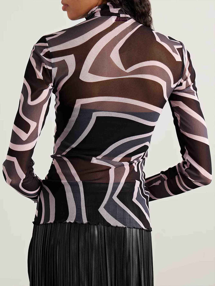 Retro Geometric Abstract Print Top Two-piece Set
