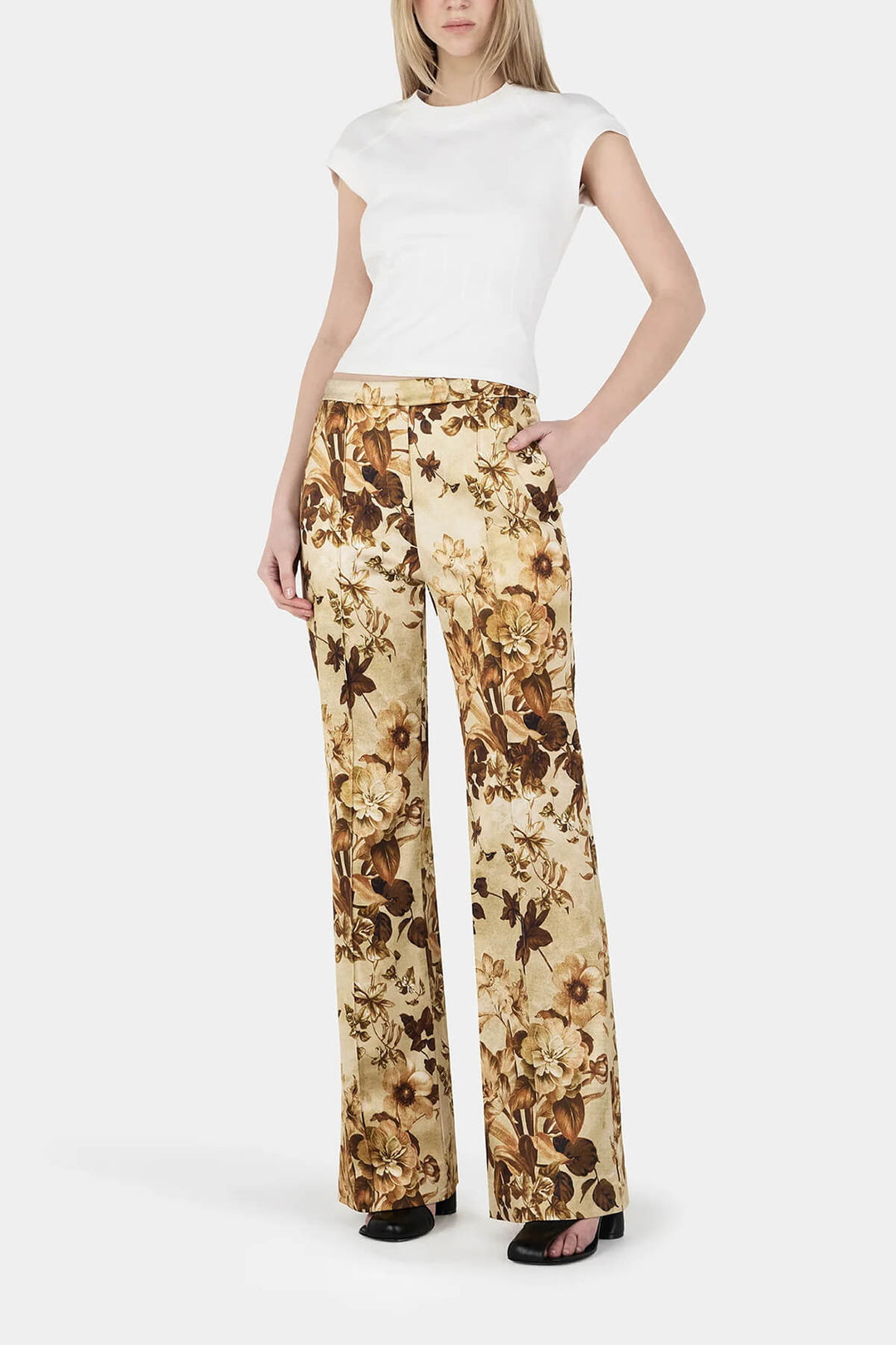 Unique Modern Floral Print Loose-Fitting Button-Down Shirt
