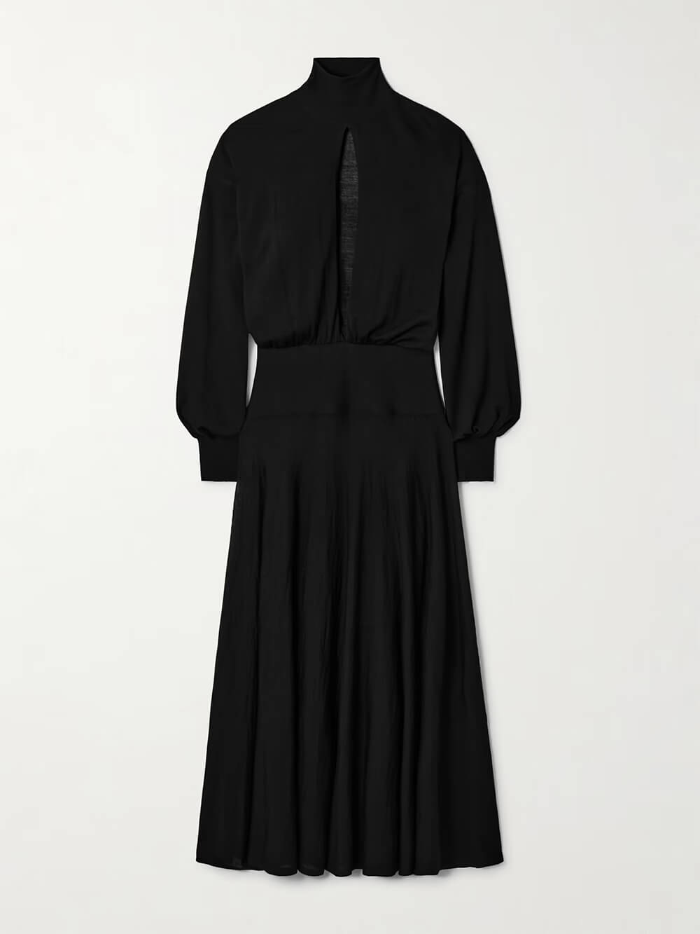 Elegant Hollow-Out Chiffon High-Neck Maxi Dress