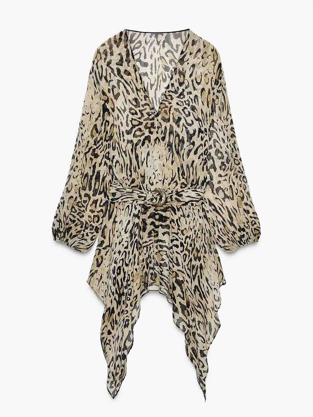 Casual Personalized Animal Print Irregular Hem Shirt