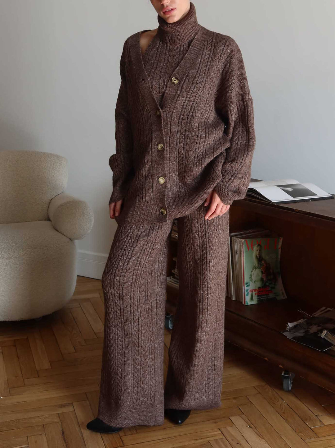 Casual Twist Fashion Wide Leg Woolen Pants