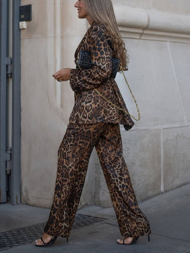 Fashion Leopard Print Lapel Blazer