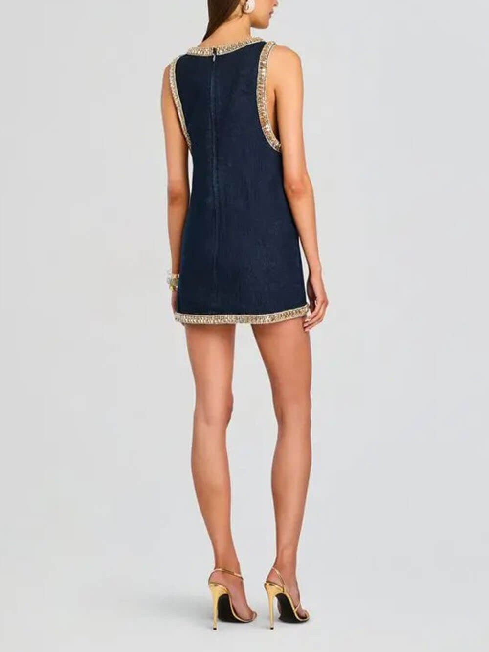Fashion Sequin Embellished Denim Mini Dress
