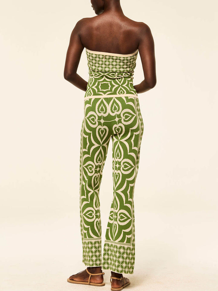 Springtime Strapless Fitted Knit Jacquard Bandeau Top