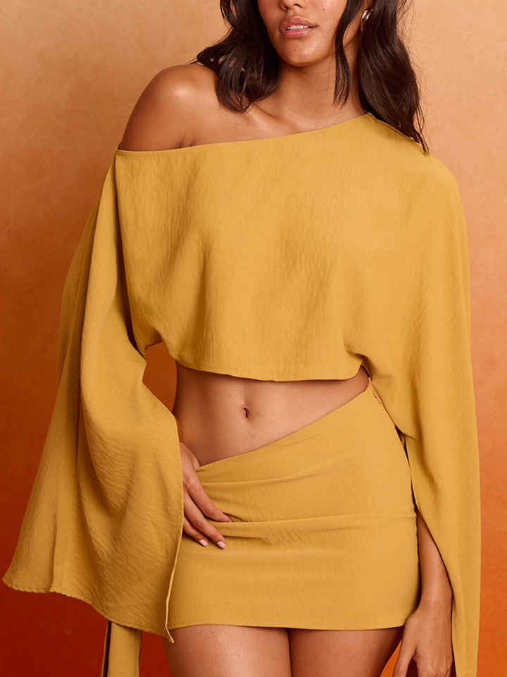 Flowy Asymmetrical Side-Tie Mini Skirt