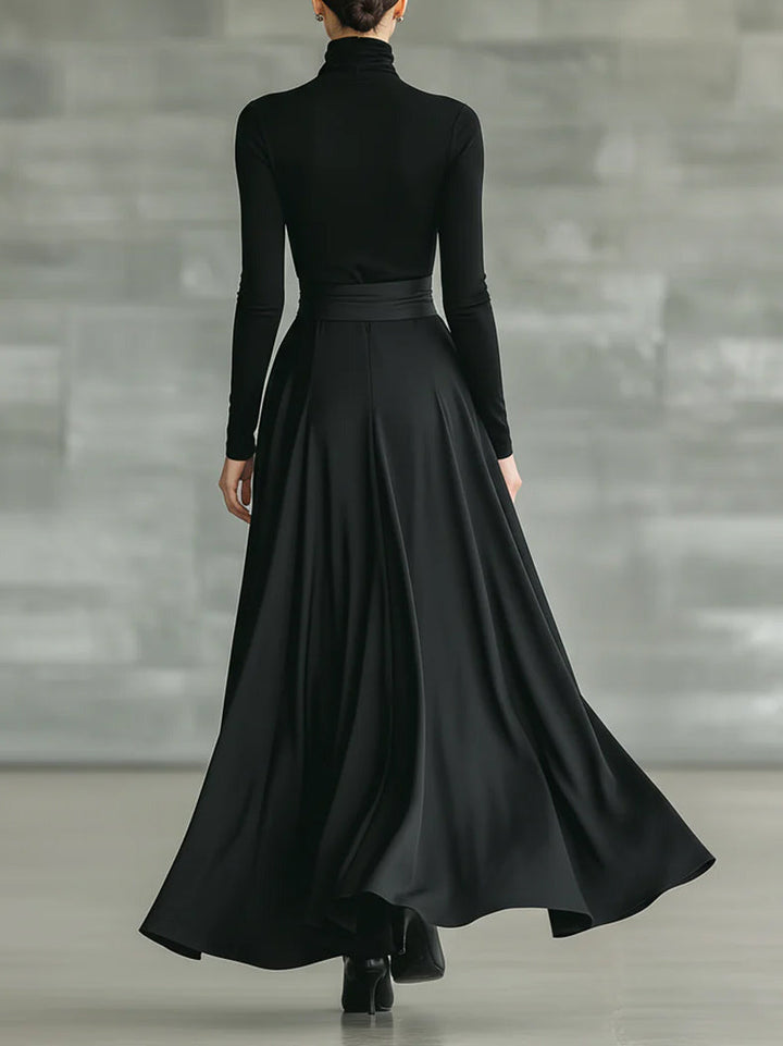 Casual Satin Tie-waist Skirt Two-piece Set
