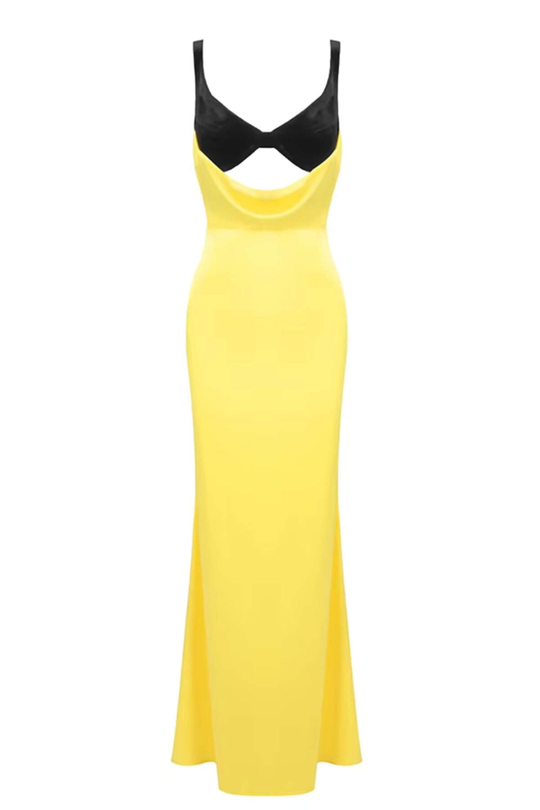 Elegant Colorblock Draped Bustier Maxi Dress