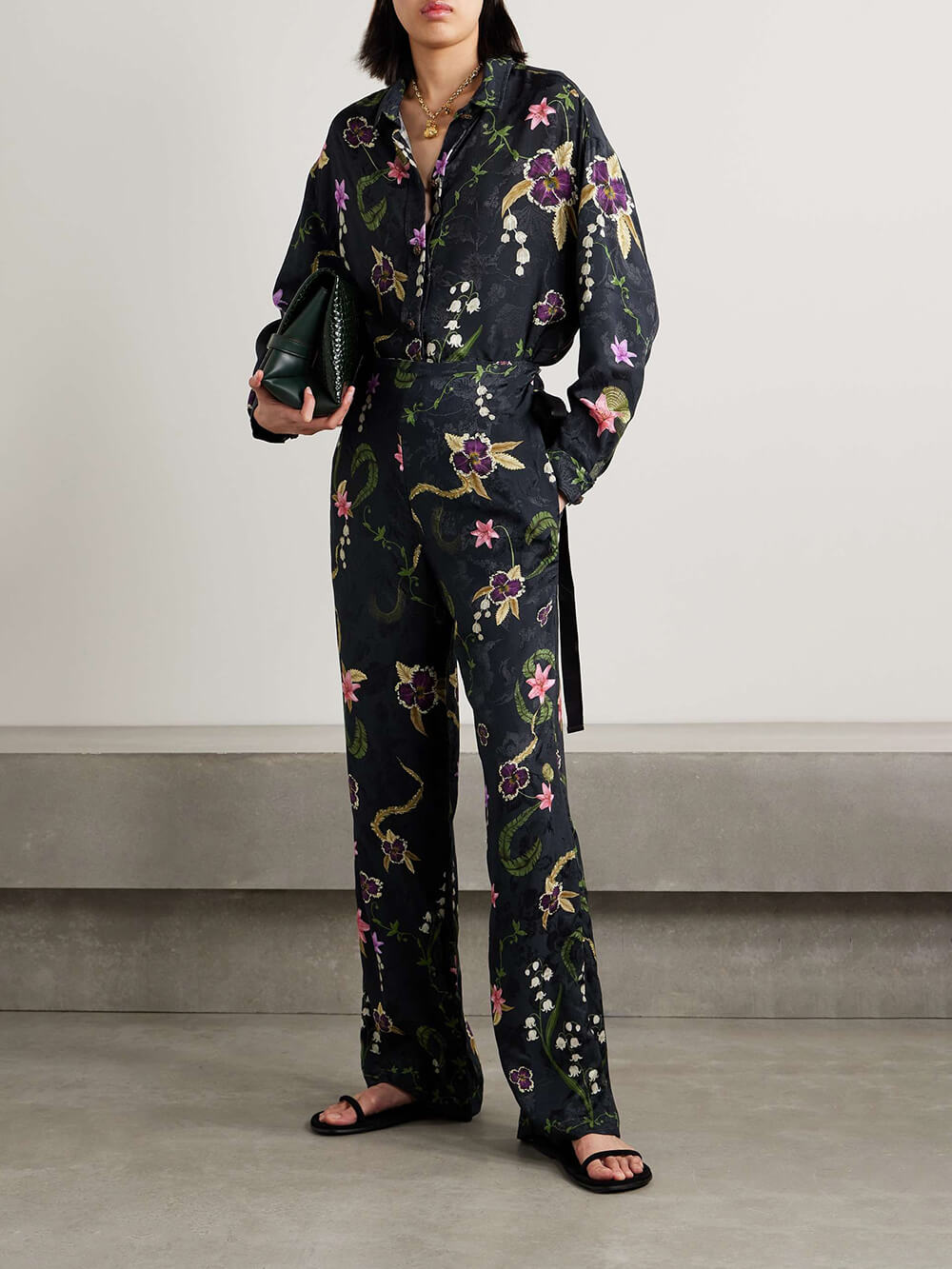 Elegant Floral Print Button-Up Shirt