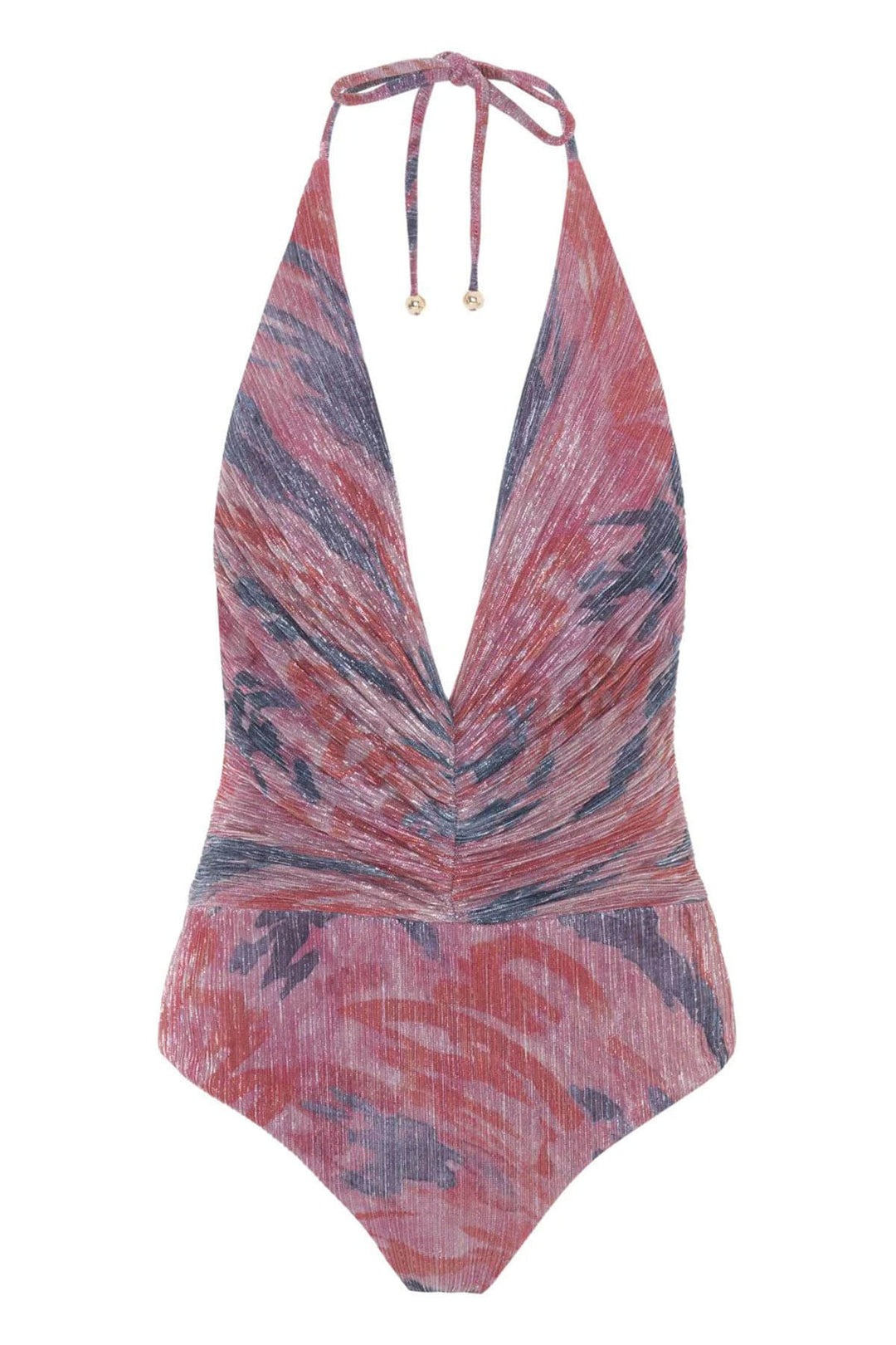 Exquisitely Ruched Halter Twist V-Neck Bodysuit
