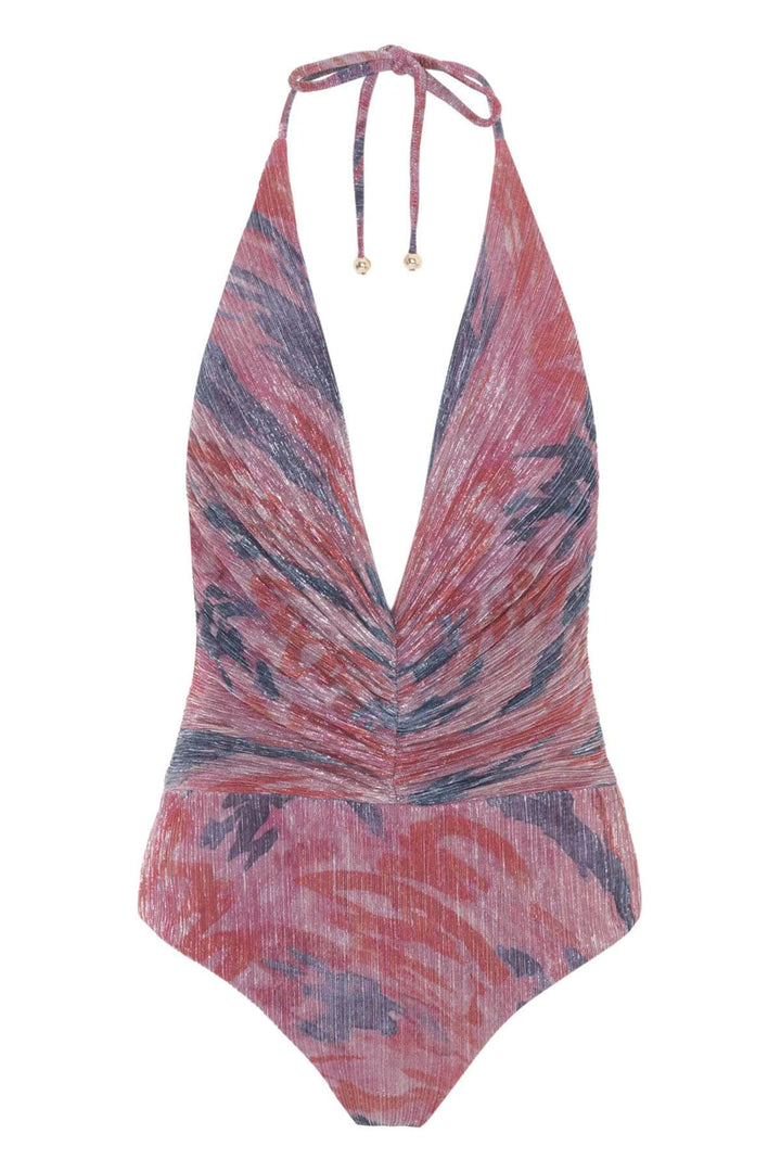 Exquisitely Ruched Halter Twist V-Neck Bodysuit