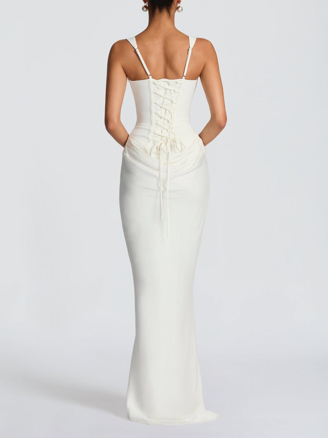 Elegant Square Neck Cinched Top & Ruched Waist Draped Maxi Dress