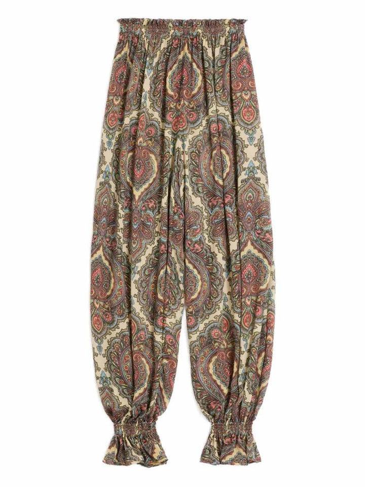 Retro Paisley Print Choker-Neck Shirt