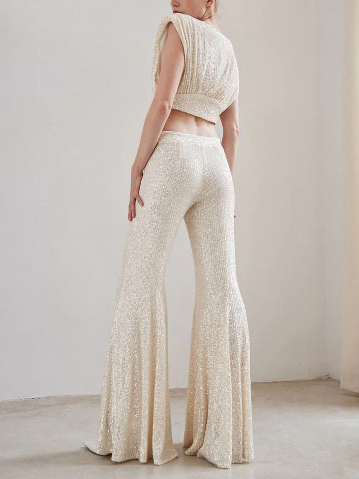 Elegant Sequined Flared Pants