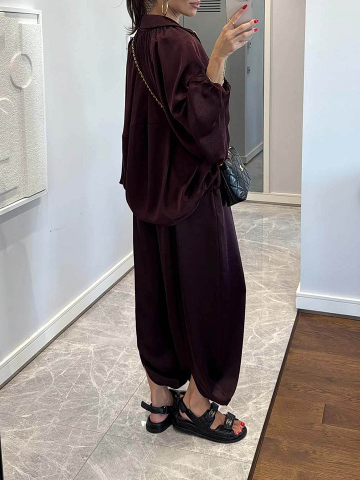 Elegant Satin Bomber Loose Bloomers Pants