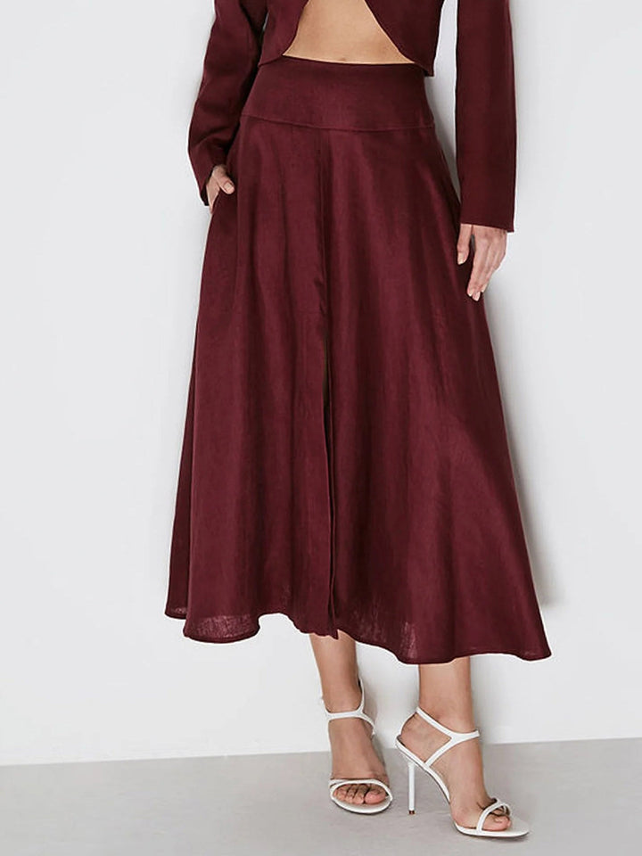 Casual Front Slit A-line Skirt