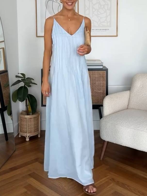 Holiday Style Pleated Sling Dress