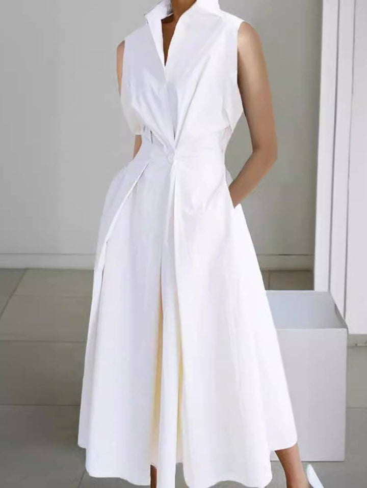 Vertical Collar V-neck A- Shaped Dress
