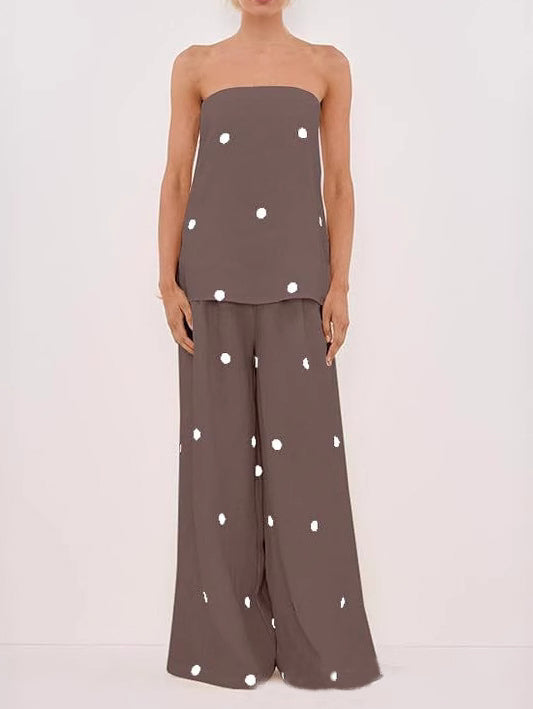 Classic Polka Dot Print Off-Shoulder Tank Top