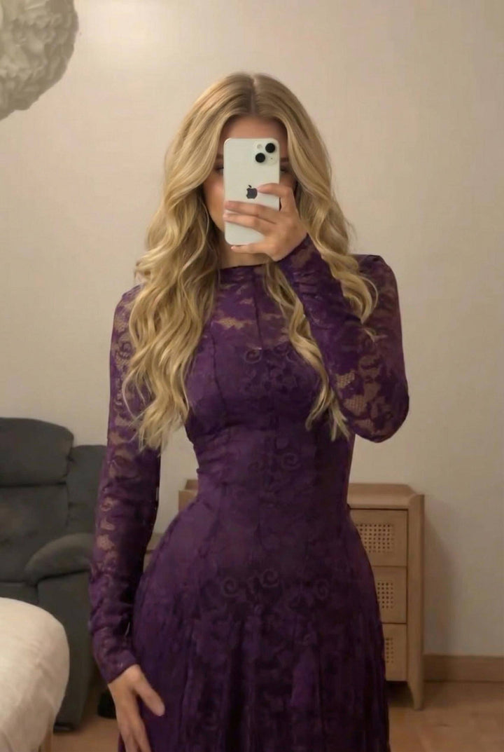 Lace Trumpet Sleeve Maxi Dress