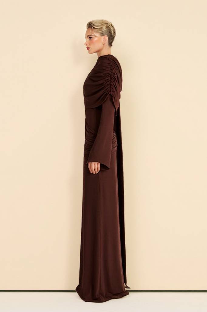 Pleated Ribbon Design Maxi Dress
