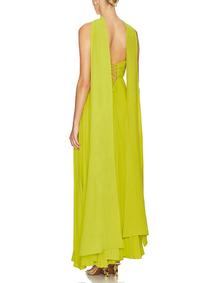 Exquisite Princess Pleated Off-the-shoulder Party Maxi Dress