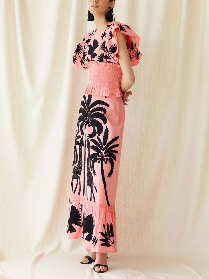 Elegant Palm Tree And Exotic Bird Print Tank Top
